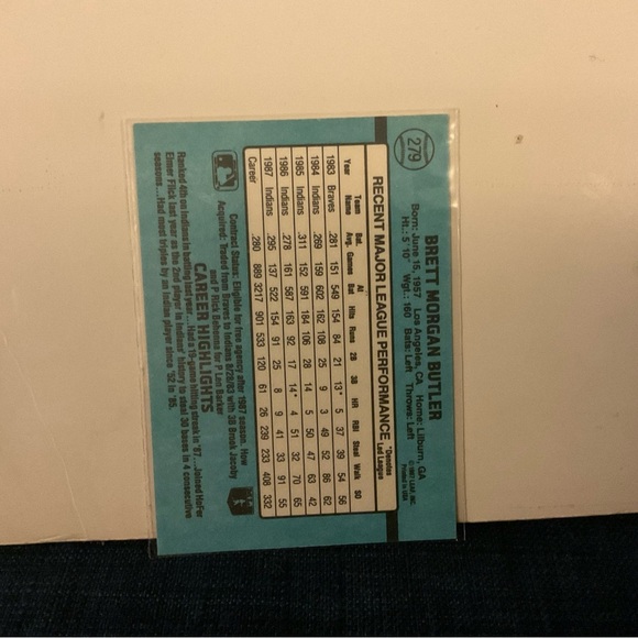 AUTHENTIC AUTOGRAPHED BRETT BUTLER “THE BUNTER”  Donruss cards #279 - Picture 2 of 2